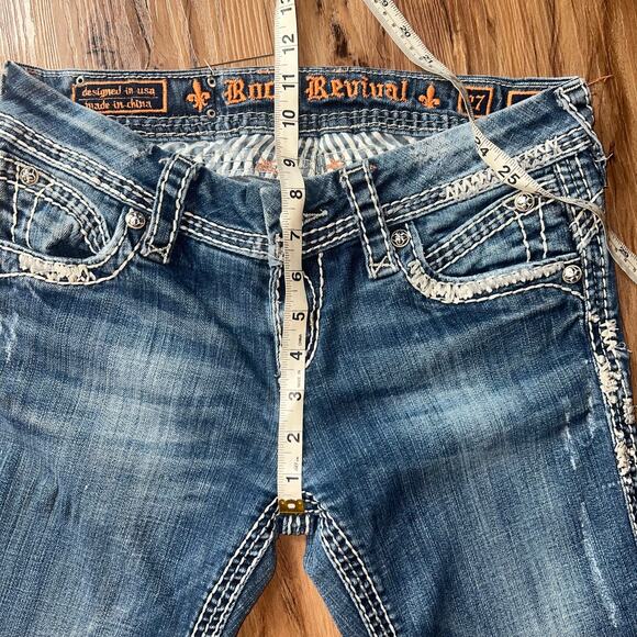 Mid Rise Rock Revival Jeans Amy Easy Boot Size 27 Style E8129E45R Sequin Studded - Picture 12 of 16